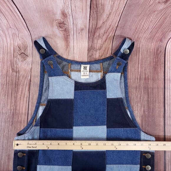 Lucy & Yak Womens Size 4 Layla Denim Dress in Paige Patchwork Blue Cotton Rare - Picture 15 of 16